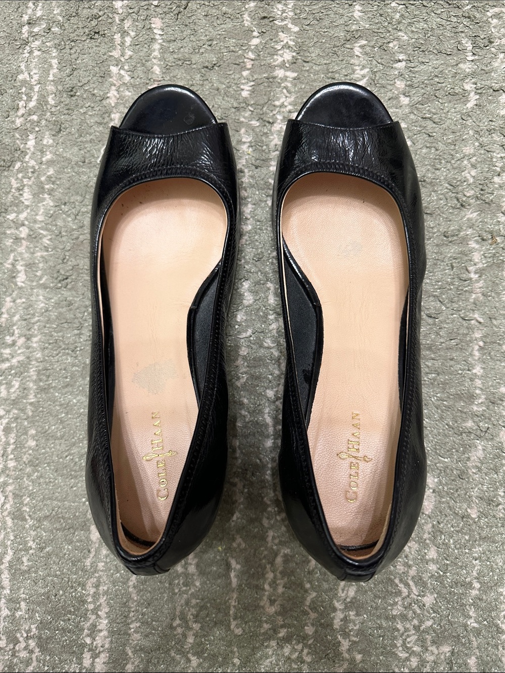 Cole Haan Black Leather Peep-Toe Heels